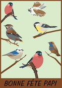 Jolie carte d'oiseaux pour un papi ador&eacute;